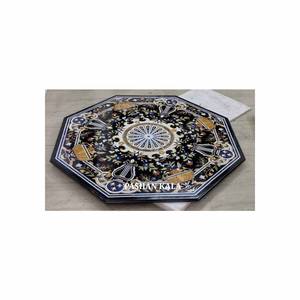 Nueva decoración de boda, propósito de la mesa de comedor, trabajo de incrustaciones de mármol negro, arte hecho a mano, última producción para regalo indio - Product Image 1