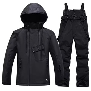 Conjunto de Chaqueta y Pantalones de Esquí Impermeables Negros, Ropa de Invierno a Prueba de Viento para Actividades al Aire Libre, Ropa para Después del Esquí - Product Image 1
