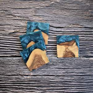 Bois et résine époxy tasse à thé caboteur en bois massif tasse à thé tapis maison vaisselle décor forme carrée décoratif Unique Style tasse sous-verres - Product Image 4