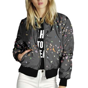<b>Women's</b> Plus Size Zipper Full Sleeves Bomber Jacket Customized <b>Top</b> Design Best Design Sublimation Jacket - Product Image 2