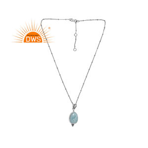 Collar con colgante de piedras preciosas Larimar Natural de plata de ley superventas, joyería personalizada para mujer, regalo para ella - Product Image 1