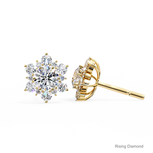 2.0 CTW Brilliant Cut Lab Grown Diamond Halo Stud Earrings IGI Certified VS Clarity 14k Yellow Gold Luxury Anniversary <b>Gift</b> - Product Image 2