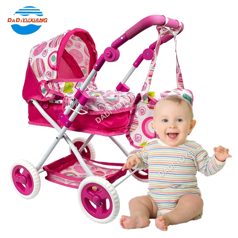 DADI OEM/ODM Hot Sale Baby Cart Doll Trolley Baby Doll Stroller Toy With Shoulder Bag Hand
