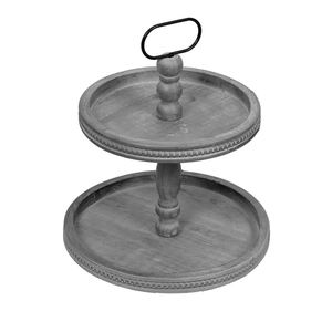 ถาดไม้สองชั้นแบบชนบทถาดไม้ทรงกลม2ชั้นหรูหราสำหรับบ้านไร่ถาดเครื่องประดับไม้สำหรับเค้กกาแฟขนมผลไม้จานสำหรับใช้ - Product Image 6