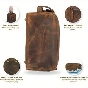 Real Leather Portable <b>for</b> <b>Bag</b> <b>for</b> Travel Shaving Dopp Kit Organizer Zipper Hasp Closure Soft Handle <b>for</b> <b>Men</b> Women Water - Product Image 6