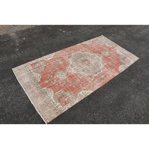 พรมตุรกีโบราณพื้นที่ขนาดใหญ่5.2 x 10.5ft ผ้าขนสัตว์สีเบจสีแดงผ้าลาเท็กซ์ด้านหลังผ้าปะสี่เหลี่ยมสำหรับวัยรุ่น5th ห้อง - Product Image 3