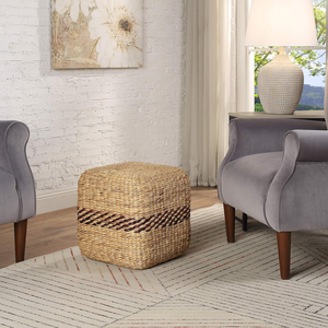 Lane ผักตบชวาสองโทนทอออตโตมันวัสดุธรรมชาติเป็นมิตรกับสิ่งแวดล้อมผลิตในเวียดนามทนทาน - Product Image 4