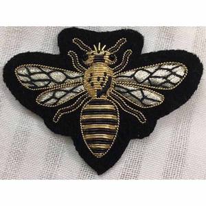 Corona abeja corazón bordado insignias hecho a mano India seda alambre parche broche con cuentas diamante bordado apliques costura - Product Image 6