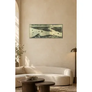 Impression sur toile de panoramas d'Istanbul et du Bosphore avec gravure historique - Product Image 1