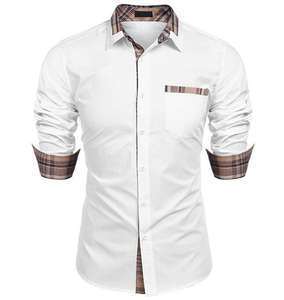 Camisas Casuales de Manga Larga 100% Algodón, Cierre de Botones, Cuello Mao, para Hombre, Otoño - Product Image 2