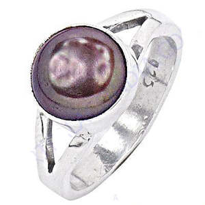 Bague géométrique vintage en argent 925 avec perle violette pour femme, bijoux en pierres précieuses - Cadeau - Product Image 3