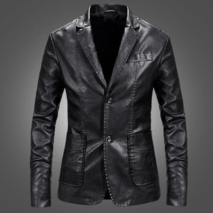 Otoño Invierno hombres PU chaquetas de cuero Moda hombre cálido motocicleta Abrigos Hombre rompevientos Biker chaquetas de cuero ropa - Product Image 2