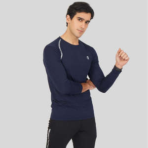 เสื้อยืดแขนยาวถักทอโพลีเอสเตอร์ 100% ทริปเปิ้ลโวลท์ (สีกรมท่า) น้ำหนัก 200-300 กรัม ลายเรียบ ระบายอากาศได้ดี ทรงหลวม ปักลาย - Product Image 3