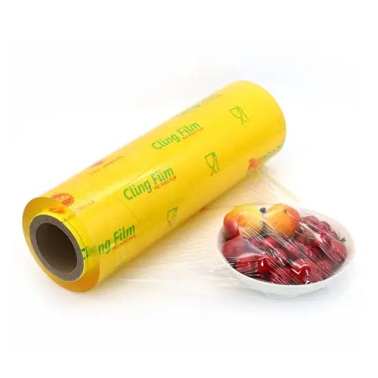 Durable PVC cling film food cling wrap stretch film plastic wrap jumbo roll food wrapping film for kitchen