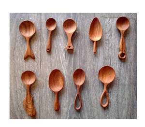 Cuchara de cocina de madera de pino tallada a mano, utensilio de madera natural, utensilios de cocina artesanales ligeros, rústico, ecológico, 99 artesanías de oro - Product Image 6