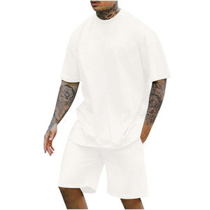 Ropa personalizada Camiseta de algodón en blanco para hombre y conjunto corto de verano Gimnasio Deportes Conjuntos de verano Venta al por mayor OEM personalizado - Product Image 2
