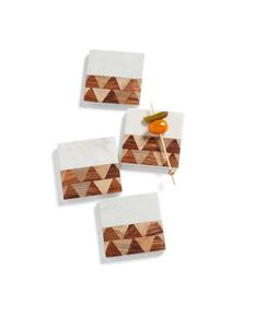 Posavasos de Madera y Mármol de Primera Calidad, Acabado Natural, Diseño de Lujo Duradero, 400 mm de Diámetro, Complementa Tonos y Texturas Rústicas para el Hogar - Product Image 1