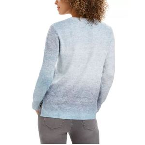 Cardigan da donna Style Co blu navy sfumato, stile coreano casual, taglia M, in maglia di seta traspirante con strisce frontali, per l'autunno - Product Image 2