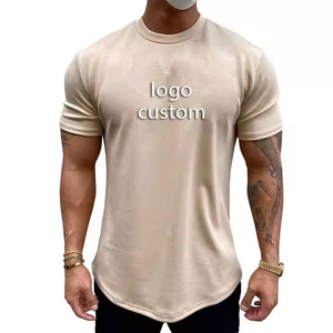T-shirts d'entraînement de gymnastique pour hommes de haute qualité Conception d'épaule tombante respirante surdimensionnée Logo personnalisé 100% coton OEM - Product Image 4