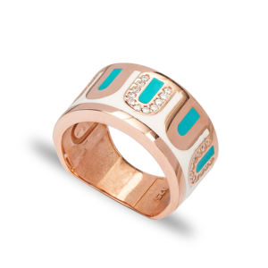 Élégant Bleu Émail Design Clair CZ Cluster Anneau Turc À La Mode En Gros Fabriqué À La Main 925 Bijoux En Argent Sterling - Product Image 1