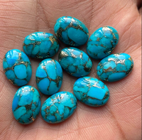 Pierre précieuse naturelle AMARA en turquoise bleue de cuivre, taille ovale, polie, pour la fabrication de bijoux, effet de changement de couleur, 3x5mm-20x30mm