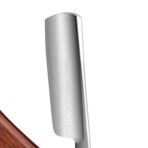 Maquinilla de afeitar de acero inoxidable de calidad profesional Simple, etiqueta personalizada, peluquero desechable, corte de garganta, mango de madera, Color plateado - Product Image 2