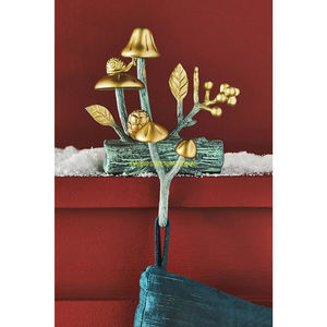 Support de bas de Noël champignon doré crochet de cheminée cintre décoratif en métal conception de feuille ornement de vacances OEM ODM vente en gros - Product Image 1