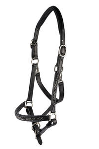 Licol en cuir de luxe en cuir avec paillettes bling Quincaillerie premium avec réglage à double boucle avec 2 boutons - Product Image 6