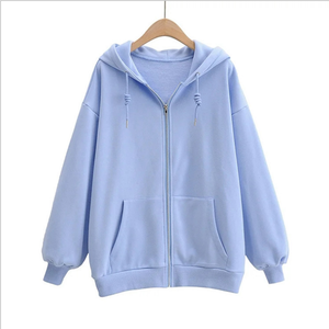 Venta al por mayor de sudaderas de gran tamaño con cremallera y logotipo personalizado para mujer, sudaderas informales lisas con estampado en blanco, posición del logotipo trasero para invierno y otoño - Product Image 4