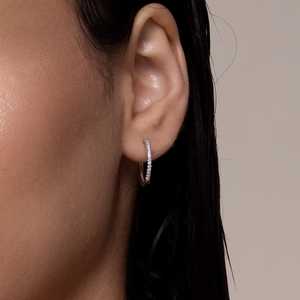 Pendientes Vintage de Plata 92.5, Modelo 191501, Chapados en Oro, Estilo Aro y Colgante con Diamante, para Regalo - Product Image 6