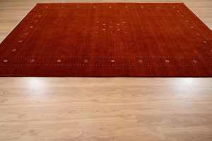 Alfombra de Lana Gabbeh Hecha a Mano, Color Rojo Ladrillo Quemado, Decoración Bohemia Minimalista, Alfombra de Área Roja Óxido, Alfombra Acogedora para el Hogar - Product Image 4