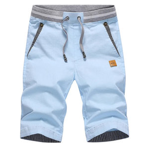 Pantaloncini di lino da uomo comodi pantaloncini Cargo alla moda in cotone con cerniera Fly 2XL stile estivo Casual decorazione con Logo tinta unita - Product Image 1