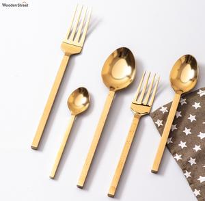 Couverts en métal plaqué or Western avec poignée carrée pour la maison et le restaurant Vaisselle de table Ensembles de couverts - Product Image 2