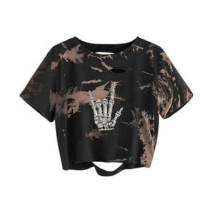 Camisetas Cortas de Corte Regular para Mujer, Camisetas Cortas Holgadas con Efecto Desgastado, Camisetas Vintage de Manga Corta, 100% Algodón Orgánico - Product Image 3