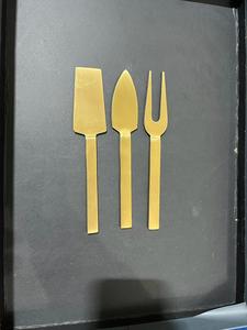 Vaisselle d'hôtel moderne et haut de gamme Couteau en laiton Fourchette Cuillère Vintage Mariage Couverts en or Cuillère et fourchette réutilisables Manche mince - Product Image 2