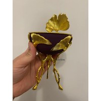 Quemador redondo de Metal con recubrimiento en polvo blanco y estilo moderno y acabado dorado, soporte y soporte de diseñador elegante, quemador de incienso Bakhoor