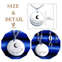 En stock Collier moderne pour couple en argent S925, motif lune brillante, bijoux occidentaux pour femme