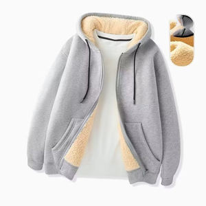 Sudadera con Capucha y Cremallera, Diseño de Logotipo Bordado Personalizado OEM, Estilo de Color Sólido, Lana de Cordero Gruesa, Forro Polar, Holgada - Product Image 4