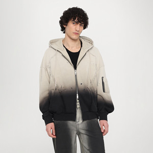 Sweats à capuche délavés lourds pour hommes goutte épaule Boxy Fit sweats à capuche zippés hommes thermique à manches longues français Terry sweats à capuche zippés - Product Image 4