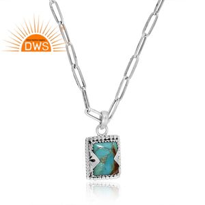 Superventas plata esterlina oxidada Natural Kingman turquesa piedra preciosa colgante collar joyería personalizada para mujer regalo para ella - Product Image 2