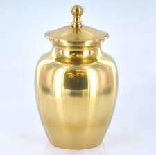 Urnas de cremación con acabado dorado de latón populares para cenizas humanas, urna de ceniza de latón hecha a mano, patrón grabado, suministros funerarios, urnas - Product Image 2