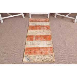 Turkish <b>Rug</b>, <b>Runner</b> 1.6x5.1 ft Vintage <b>Rug</b>, Orange Persian Wool <b>Rug</b> - Product Image 1