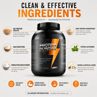 Poudre de Protéine de Lactosérum à la Vanille 2,5 LB (1,13 kg) 22 g de Protéines par 30 g de dose Supplément Nutritionnel Sportif Facile à Mélanger OEM ODM Marque Privée