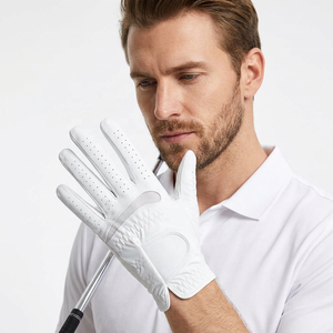 Gants de golf professionnels QASWA SPORTS toutes saisons, blancs, respirants, en cuir Cabretta, antidérapants, avec fermeture auto-agrippante. - Product Image 1