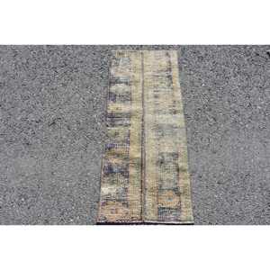 Alfombra Turca Vintage, Alfombra Pequeña de 1.4x3.2 pies, Alfombra con Estampado Animal Azul Verde - Product Image 1