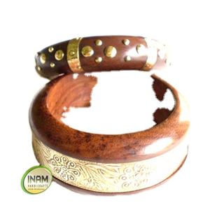 แฮนด์เมดสวยงามและออกแบบกำไลไม้พร้อมงานฝังทองเหลือง INAM หัตถกรรม - Product Image 1