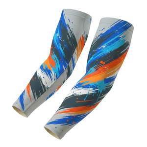 Mangas de Compresión Deportivas con Protección UV, Degradado Digital Pixel Azul Grisáceo, Seda de Hielo Refrescante sin Costuras - Product Image 2