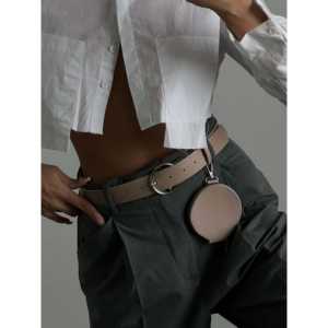 Ceinture en cuir de vachette à boucle ronde pour chemises, vestes, pantalons, robes - Product Image 2