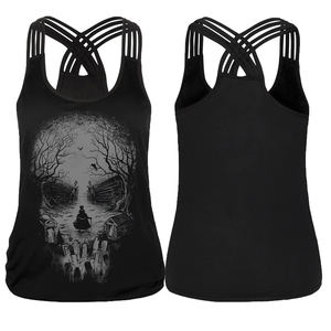 Débardeurs d'entraînement de gymnastique respirants anti-rétrécissement à séchage rapide personnalisés pour femmes avec logo imprimé sur le devant pour le sport, le yoga et le fitness pour les filles - Product Image 1