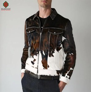 Veste en cuir de vache véritable pour homme, style western naturel, en cuir de vache véritable - Manteau en fourrure tendance, veste en cuir de vache western - Product Image 2